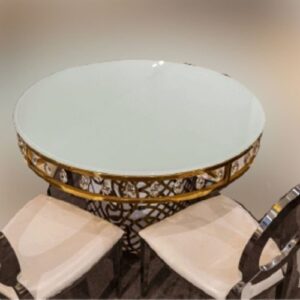 W06-000-007.jpg Lux Crystal Lotus Design With Glass Top 6 Foot Round Dining Table - Gold