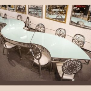 W06-000-009.jpg Serpentine Dining Table - Imperial Gold And Crystal Chandelier Glass Top