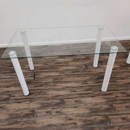 White Frame Glasstop Table