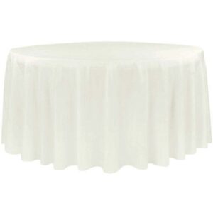 Lamour Satin 132" Round Tablecloth - Ivory