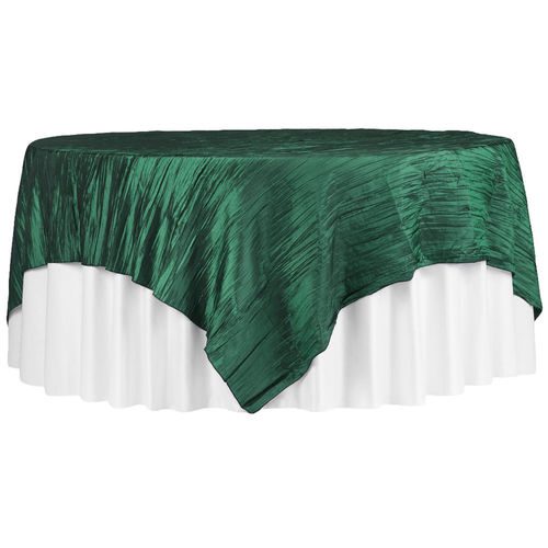 85"X85" Square Accordion Crinkle Taffeta Table Overlay Topper - Emerald Green