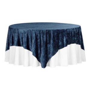 W08-000-011.jpg 85"X85" Square Velvet Tablecloth Table Overlay - Navy Blue